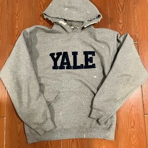 Yale Balenciaga styled hoodie distressed and paint splatter